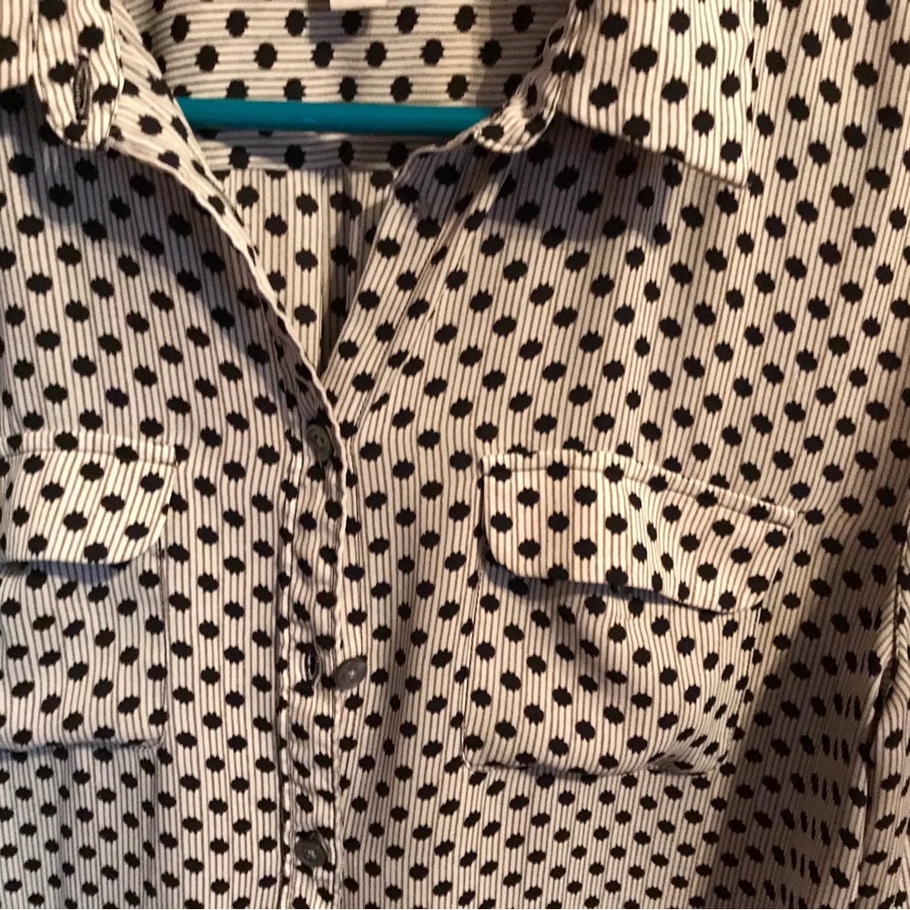 Polka dot black and gray blouse